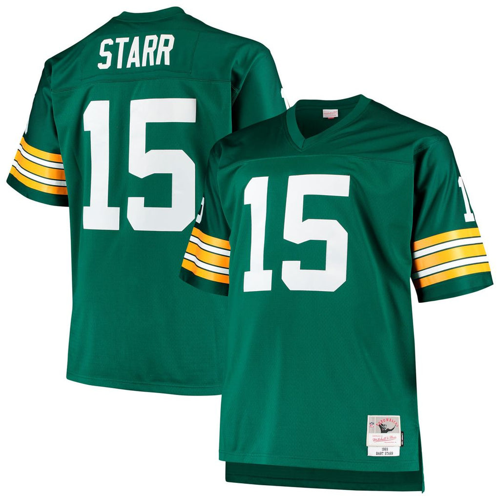 Green Bay Packers Bart Starr Mitchell & Ness Green Big & Tall 1968 Retired Player Replica Jersey