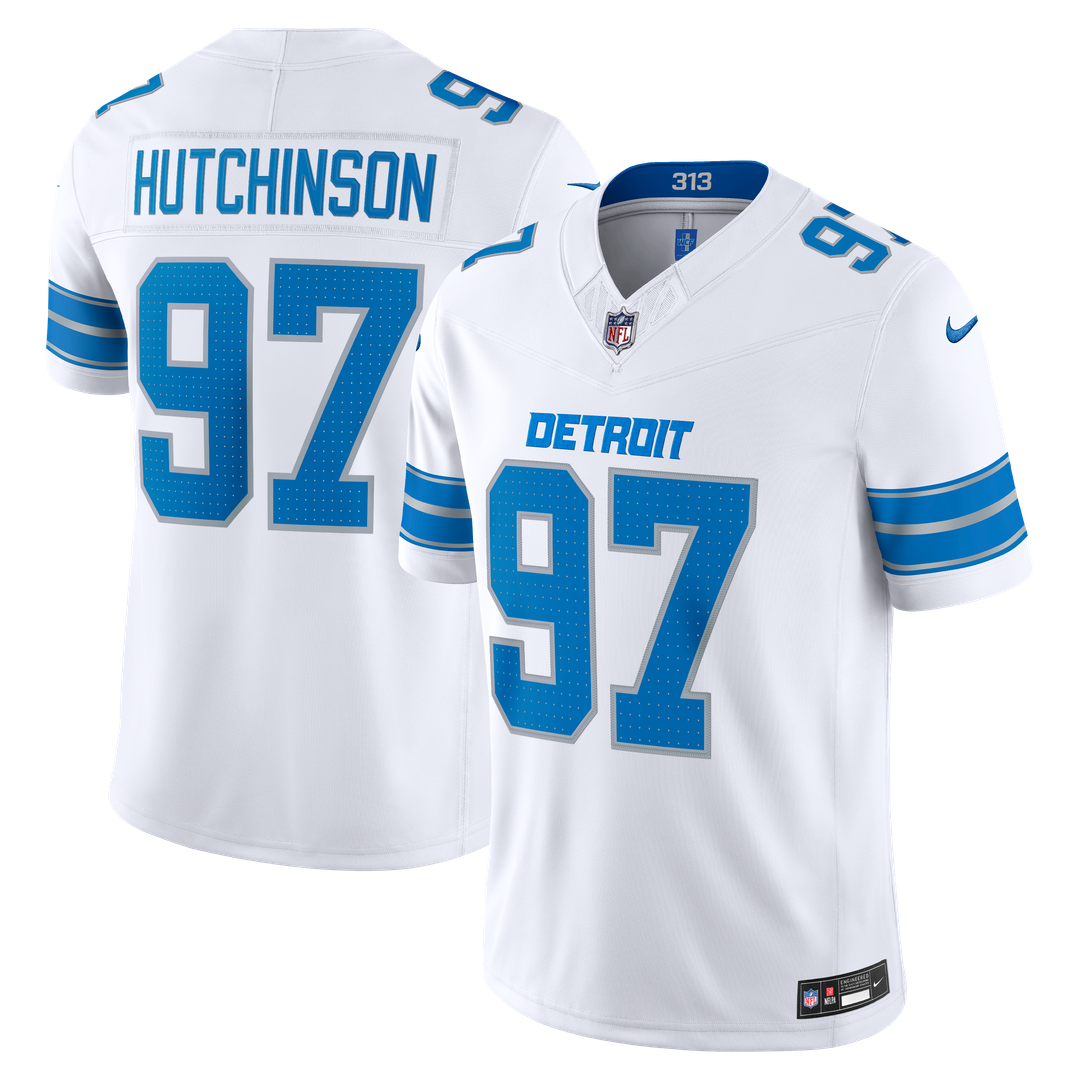 Detroit Lions Aidan Hutchinson Nike White Vapor F.U.S.E. Stitched Limited Jersey
