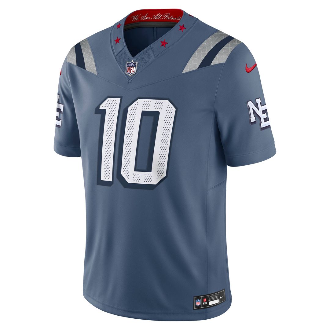 New England Patriots Drake Maye Nike Blue Rivalries Collection Stitched Limited Jersey