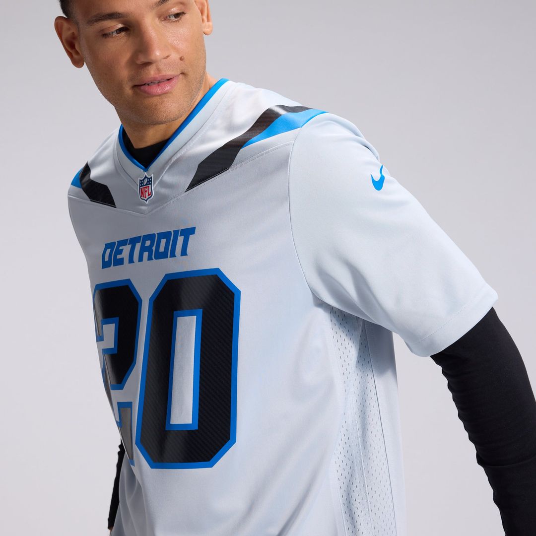 Detroit Lions Barry Sanders Nike Silver 2026 Rivalries Collection Game Jersey
