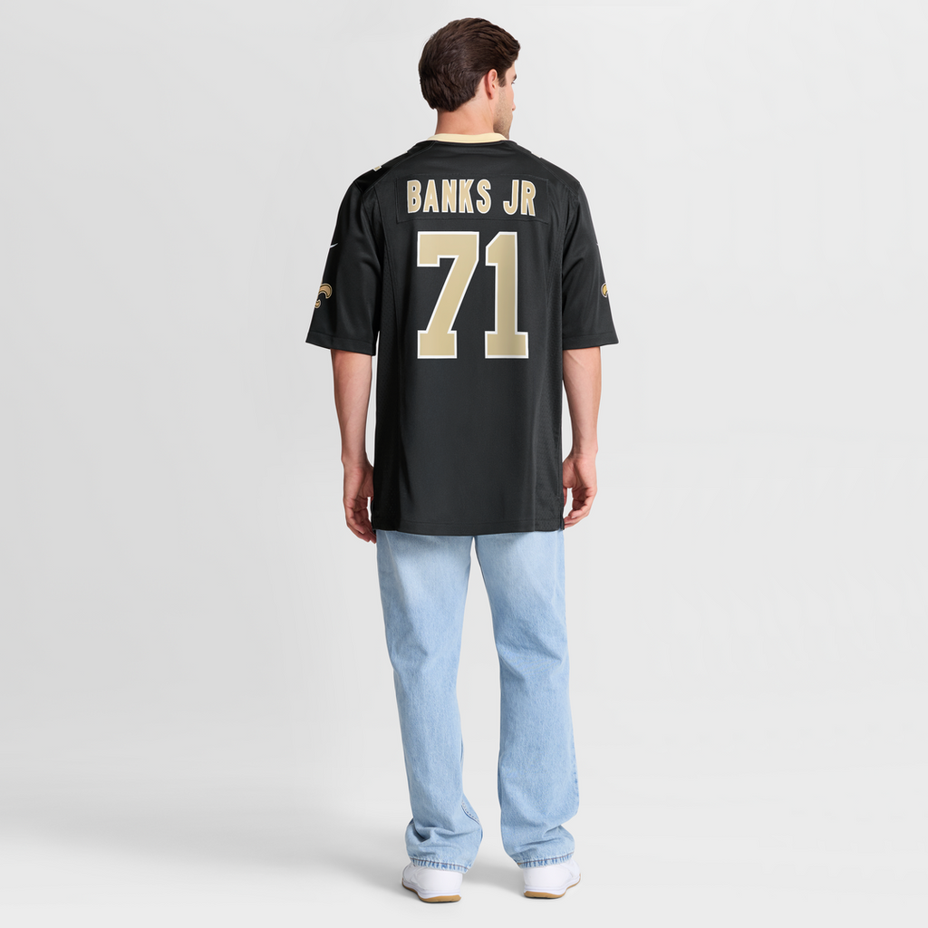 New Orleans Saints Kelvin Banks Jr. Nike Black Game Player Jersey