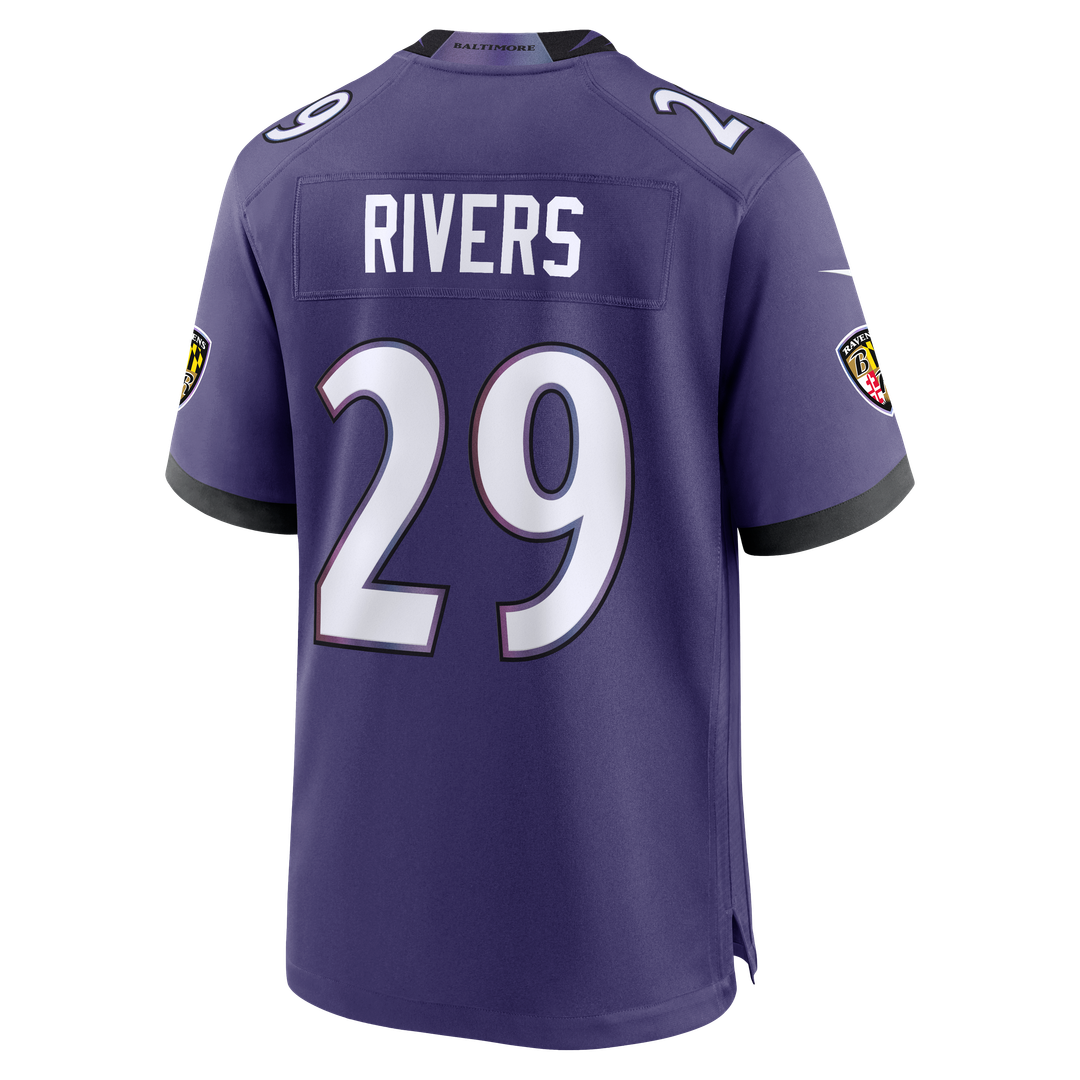 Baltimore Ravens Chandler Rivers Nike Purple Team Game Jersey