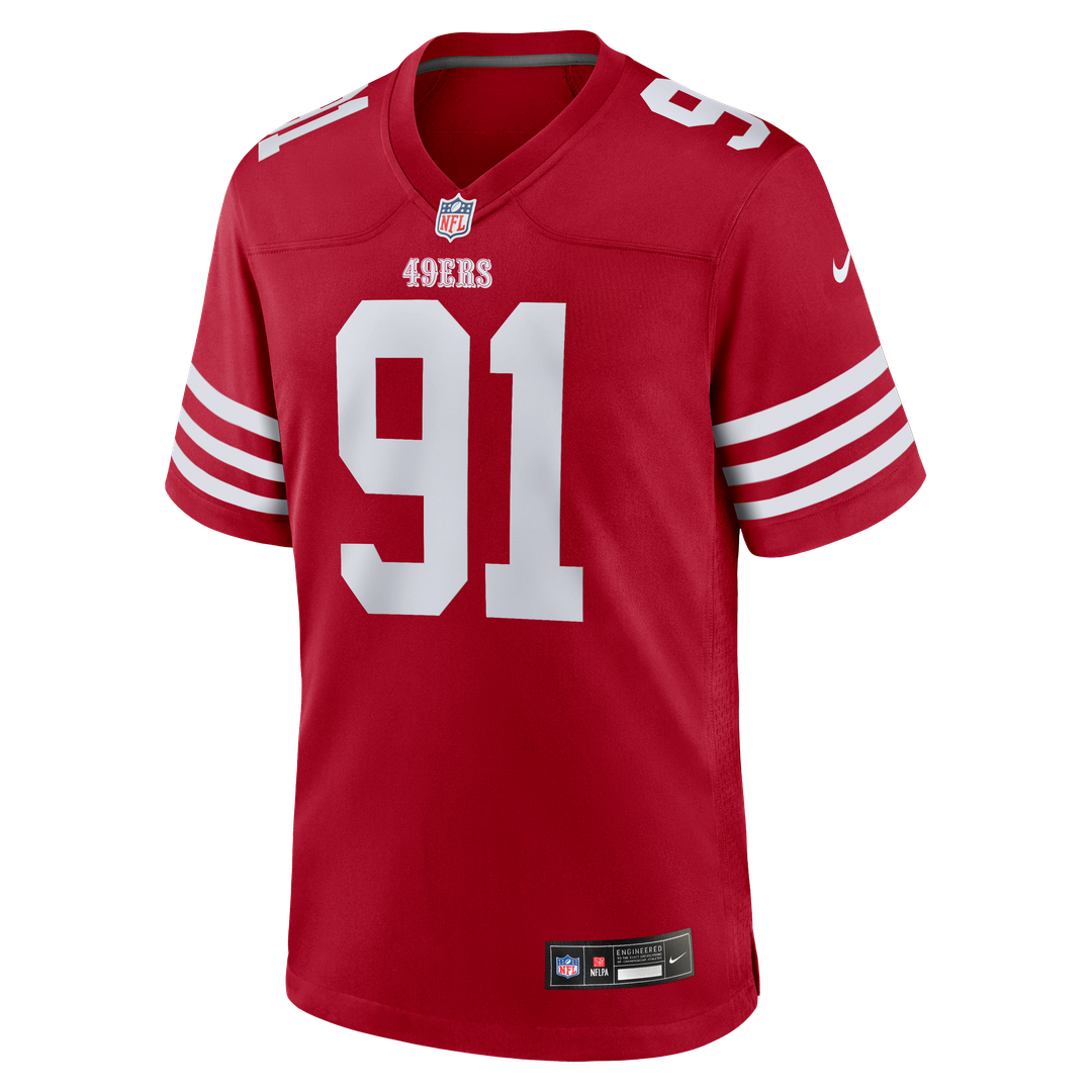 San Francisco 49ers Sam Okuayinonu Nike Scarlet Team Game Jersey