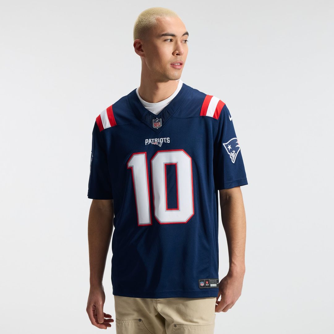 New England Patriots Drake Maye Nike Navy Team Vapor F.U.S.E. Stitched Limited Jersey
