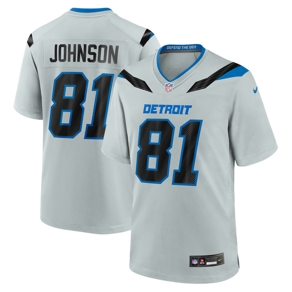 Detroit Lions Calvin Johnson Nike Silver 2026 Rivalries Collection Game Jersey